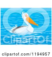 Poster, Art Print Of Pelican Floating On Blue Water