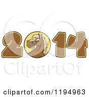 Poster, Art Print Of Brown New Year 2014 Horse With Wood Numbers