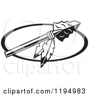 Clipart Of A Black And White Arrowhead With Feathers For Warriors Indians Chiefs Scouts Redskins Or Braves Logo Royalty Free Vector Illustration by Johnny Sajem