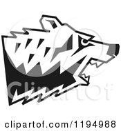 Poster, Art Print Of Black And White Growling Bear Head In Profile