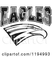 Poster, Art Print Of Black And White Eagle Head With Eagles Team Text
