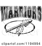 Clipart Of A Black And White Arrowhead With Feathers And WARRIORS Team Text Royalty Free Vector Illustration by Johnny Sajem #COLLC1194994-0090