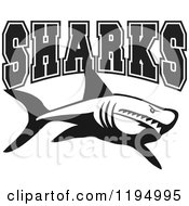 Poster, Art Print Of Black And White Sharks Text Over A Shark