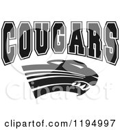 Clipart Of A Black And White Big Cat And COUGARs Team Text Royalty Free Vector Illustration by Johnny Sajem