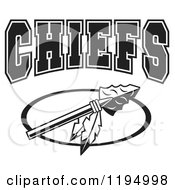 Black And White Arrowhead With Feathers And Chiefs Team Text