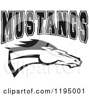 Poster, Art Print Of Black And White Horse Head With Mustangs Team Text