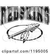 Black And White Arrowhead With Feathers And Redskins Team Text