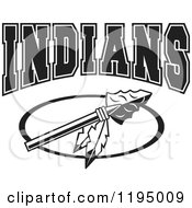 Clipart Of A Black And White Arrowhead With Feathers And INDIANS Team Text Royalty Free Vector Illustration by Johnny Sajem