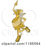 Cartoon Of A Golden Messenger Woman With A Caduceus Royalty Free Vector Clipart