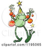 Poster, Art Print Of Happy Christmas Frog With Ornaments