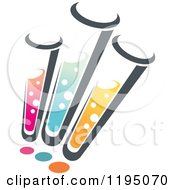 Clipart Of Test Tubes With Colorful Liquids Royalty Free Vector Illustration