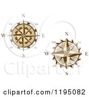 Clipart Of Brown And White Compass Roses Royalty Free Vector Illustration