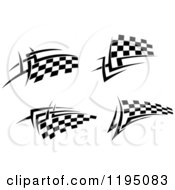 Poster, Art Print Of Black And White Checkered Tribal Racing Flags 2