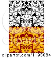 Poster, Art Print Of Black And White And Red And Yellow Seamless Damask Patterns
