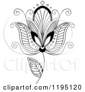 Clipart Of A Black And White Henna Flower 2 Royalty Free Vector Illustration