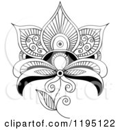 Clipart Of A Black And White Henna Flower 4 Royalty Free Vector Illustration