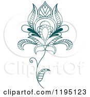 Clipart Of A Teal Henna Flower Royalty Free Vector Illustration