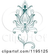 Clipart Of A Teal Henna Flower 2 Royalty Free Vector Illustration