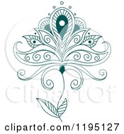 Poster, Art Print Of Teal Henna Flower 4