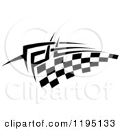 Clipart Of A Black And White Checkered Tribal Racing Flag 3 Royalty Free Vector Illustration