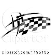 Clipart Of A Black And White Checkered Tribal Racing Flag Royalty Free Vector Illustration