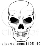 Clipart Of A Black And White Cracked Skull Royalty Free Vector Illustration