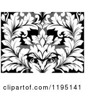 Clipart Of A Black And White Seamless Damask Pattern Royalty Free Vector Illustration