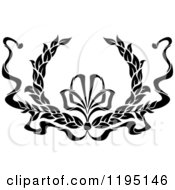 Poster, Art Print Of Black And White Laurel Wreath With A Bow And Ribbons 9