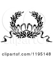 Poster, Art Print Of Black And White Laurel Wreath With A Bow And Ribbons 11