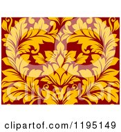 Poster, Art Print Of Red And Yellow Seamless Damask Pattern