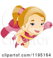 Cartoon Of A Super Hero Girl Flying Royalty Free Vector Clipart