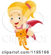 Poster, Art Print Of Super Hero Girl Saving A Kitten