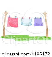 Poster, Art Print Of Colorful Blankets Air Drying On A Clothesline