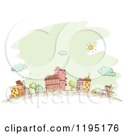 Poster, Art Print Of Sketched Neighboring Buildings Over Green