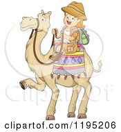 Happy Red Haired Girl Riding A Camel