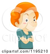Stubborn Red Haired Boy With Folded Arms