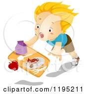 Blond Boy Tripping And Dropping His Lunch