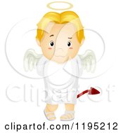 Poster, Art Print Of Deceitful Blond Angel Boy With A Devil Tail