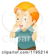 Cartoon Of A Stubborn Boy Plugging His Ears Royalty Free Vector Clipart