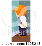 Poster, Art Print Of Red Haired Boy On Time Out In A Corner