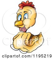Cartoon Of A Happy Hen On Eggs Royalty Free Vector Clipart