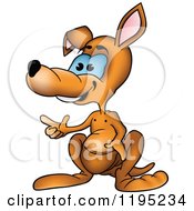 Cartoon Of A Happy Kangaroo Pointing Royalty Free Vector Clipart