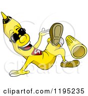 Poster, Art Print Of Happy Yellow Marker Wearing Sunglasses And Kicking Off His Cap
