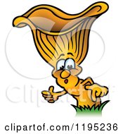 Cartoon Of A Mushroom Holding A Thumb Up Royalty Free Vector Clipart by dero