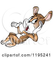 Cartoon Of A Reclined Rabbit Gesturing And Talking Royalty Free Vector Clipart