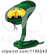 Cartoon Of A Green Snake With Big Eyes Royalty Free Vector Clipart by dero