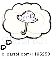 Cartoon Of A Parasol In A Thought Bubble Royalty Free Vector Illustration