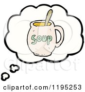 Cartoon Of A Soup Cup In A Thought Bubble Royalty Free Vector Illustration