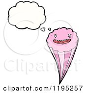 Cartoon Of A Pink Tornado Thinking Royalty Free Vector Illustration by lineartestpilot