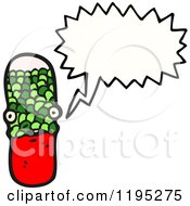 Cartoon Of A Medicine Capsule Speaking Royalty Free Vector Illustration by lineartestpilot